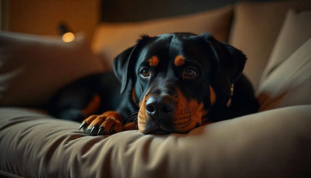 freepik__closeup-dramtico-de-um-rottweiler-deitado-em-um-so__97798-1024x585 Adotando um Cachorro Grande: Tudo o Que Você Precisa Saber
